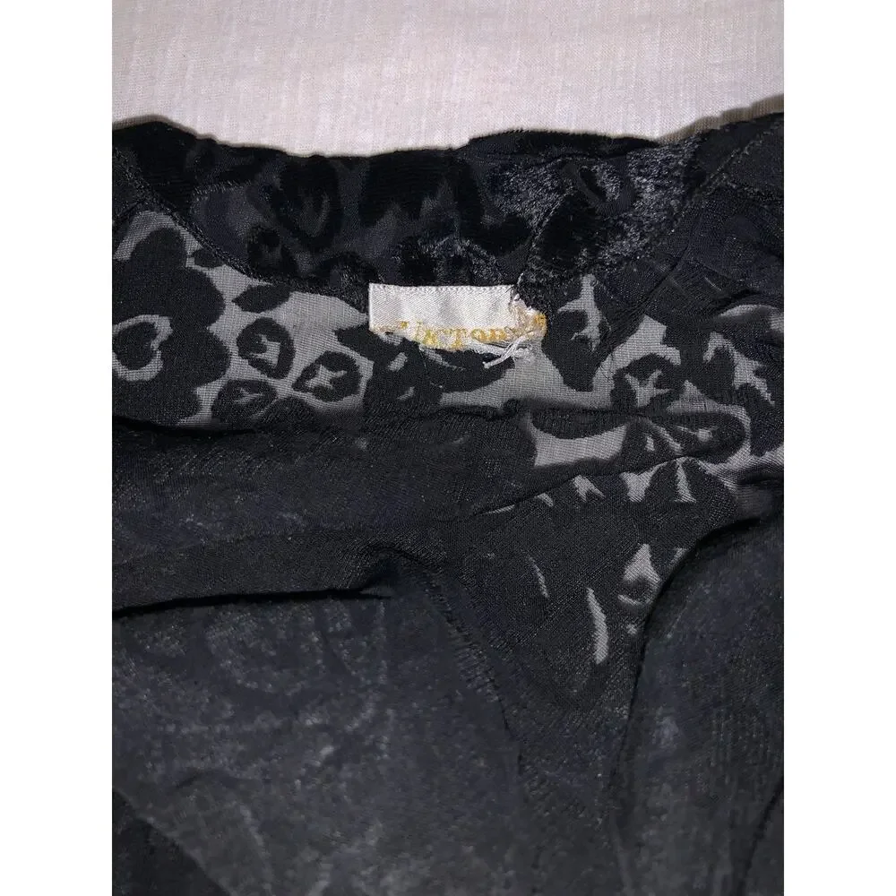 Victoria’s Secret Vintage Black Burnout Velvet Lingerie Slip Dress Size Medium? - Picture 5 of 7